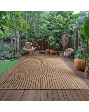 Muratap Timber buitenkleed – japandi, indoor & outdoor, jute-look vloerkleed,