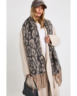 Leopard Tassel Fluffy Scarf