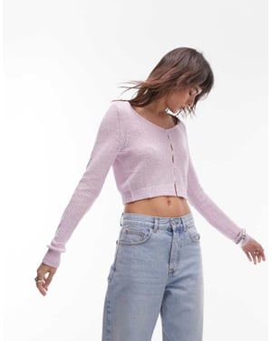 Topshop – Rosa stickad mikrokofta i handduksmönster