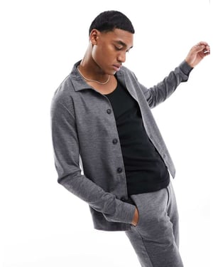 Jack & Jones – Premium – Grå kostymjacka med smal passform och jerseydetaljer