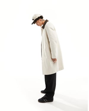 ASOS DESIGN – Stenfärgad trenchcoat med manchesterkrage