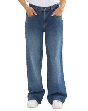 MYT Womens Wide Leg Baggy High Waisted Jeans in Blue