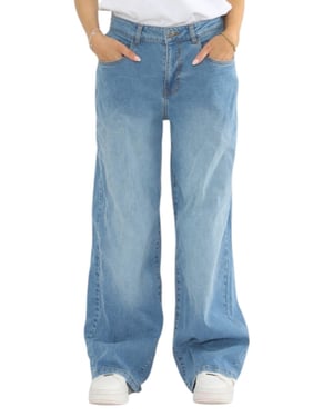 MYT Womens Wide Leg Baggy High Waisted Jeans in Light Blue