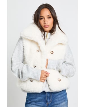 Oversized Collar Faux Fur Gilet