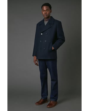 Navy Wool Blend Peacoat