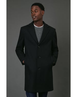 Black Wool Blend Epsom Coat