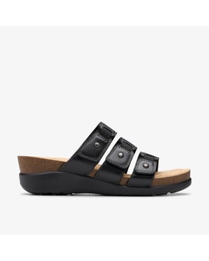 Calenne Lily Black Leather Sandals