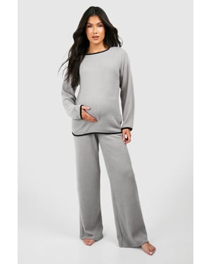 Maternity Contrast Soft Rib Loungewear Set