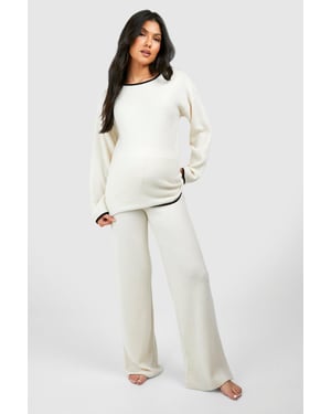 Maternity Contrast Soft Rib Loungewear Set