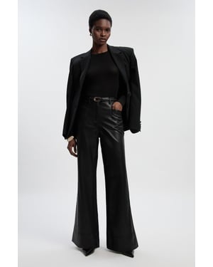Petite Faux Leather Tailored Kickflare Trouser