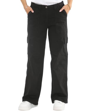 MYT Womens Wide Leg Cargo Combat Chino Trousers in Black
