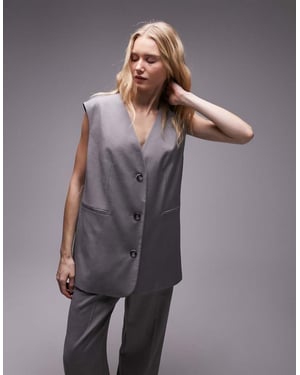 Topshop – Tonic – Ljusgrå, oversized väst