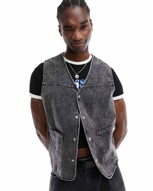 ASOS DESIGN – Svart utility-väst med syratvätt