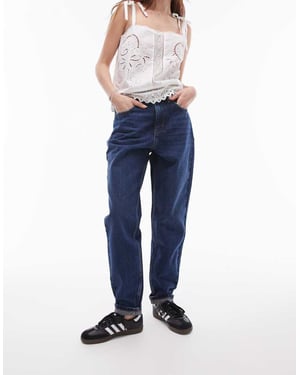 Topshop Original Mom – Mörkblå jeans med hög midja