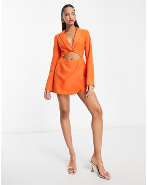 Miss Selfridge – Orange miniblazer med utskurna detaljer