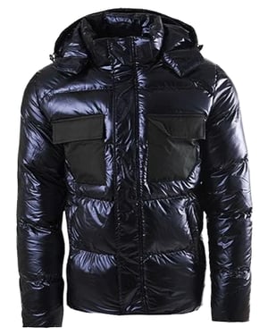 Soul Star Mens Puffer Jacket with Hood Shiny Quilted