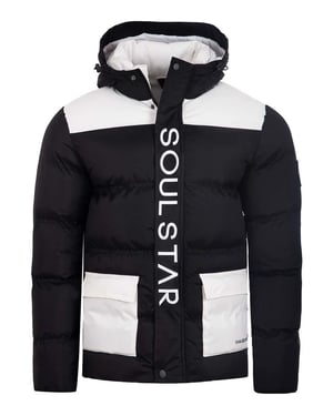 Soul Star Mens Quilted Puffer Jacket Hooded Winter Coat