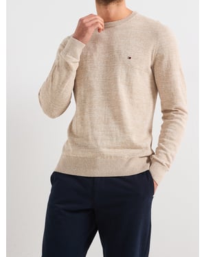 Tommy Hilfiger Natuurlijke Katoen Linnen Ronde Hals