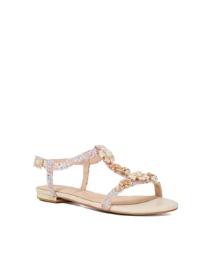 Dune Ladies Nature - Floral Embellished T-Bar Sandals