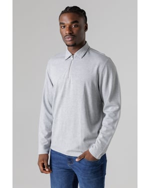 Light Grey Quarter Zip Fleece Jumper With Smart Collar