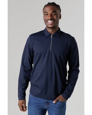 Navy Quarter Zip Fleece Jumper With Smart Collar
