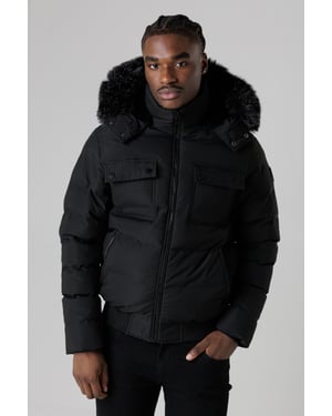 Black Hooded Parka Jacket With Soft Fleece Lining