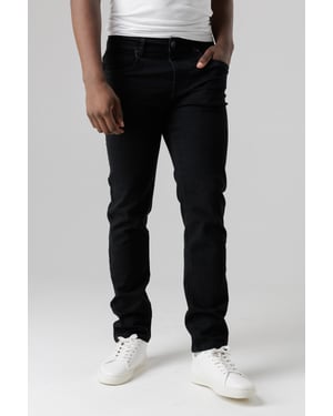 Black Straight Fit Cotton Blend Jeans