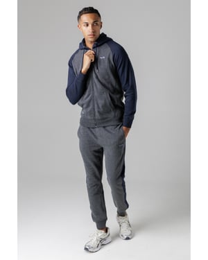 Charcoal Cotton Blend Zip-Through Hoody And Jogger Set