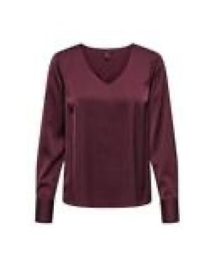 Only Onlmika vis satin ls jew v-neck top wvn bordeaux