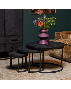 Starfurn salontafel triole all black 70 cm set van 3