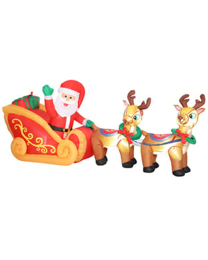 4goodz Opblaasbare kerstman met slee en rendieren met led-verlichting