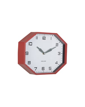 Karlsson wandklok modern factory octagon ochre red & jungle green