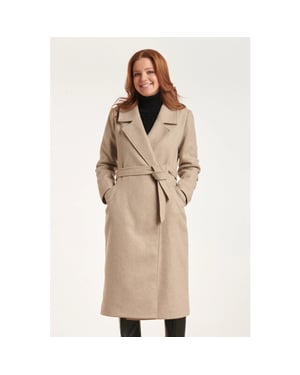 Smashed Lemon 24552 lange beige jas met grote revers