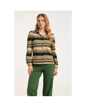 Smashed Lemon 24718 zigzag geprinte blousetravel kwaliteit |
