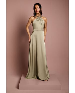 Coast Honoured Twist Halterneck Satin Maxi Bridesmaid Dress