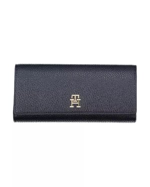 Th Wallet Geprint Leer Marineblauw