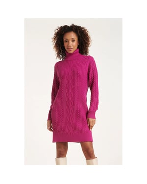 Smashed Lemon 24629 gebreid jurk met kabelstructuur |