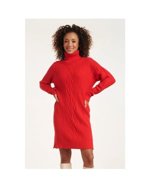 Smashed Lemon 24629 gebreid jurk met vlechtstructuur |
