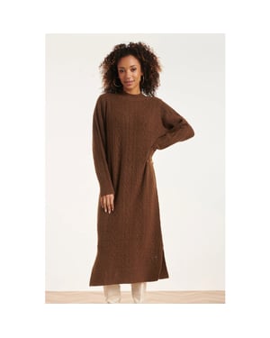 Smashed Lemon 24631 e gebreide midi jurk met kabelstructuur |