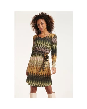 Smashed Lemon 24646 multicoloured zigzag jurk |