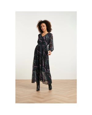 Smashed Lemon 24752 elegant chiffon jurk met dierenprint |
