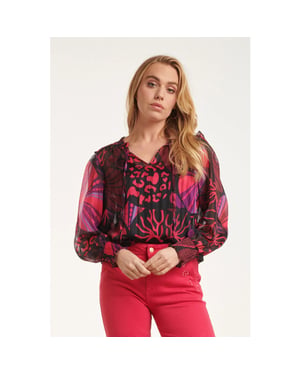 Smashed Lemon 24523 fuchsiapaarse hartjesprint top |