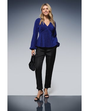 DP Luxe Gathered Neckline Sparkle Jersey Top