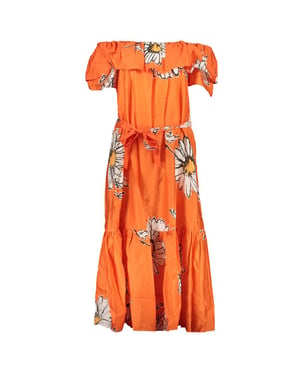 Madeliefjesprint Maxi Jurk Off-Shoulder Stijl