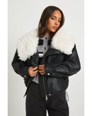 Fur Collar Short PU Jacket