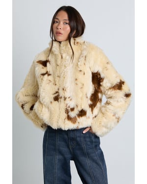 Cow Print Fur Jacket