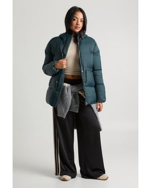 Cinch Waist Hooded Puffer Jacket