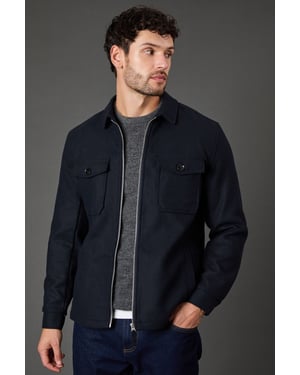 Navy Wool Look Harrington Jacket