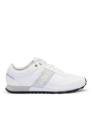 Men's Boss Parkour Mixed Material Trainers in White