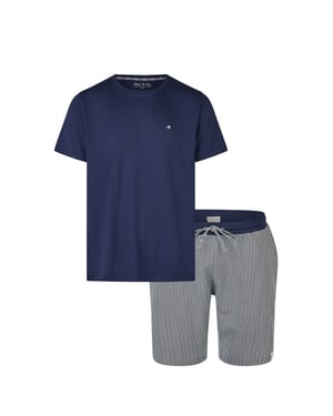 Phil & Co Heren shortama korte pyjama set palm blauw